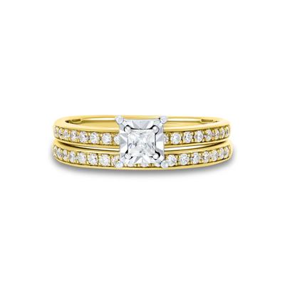 1/2 ct. tw. Princess-Cut Diamond Engagement Set in 14K Yellow Gold