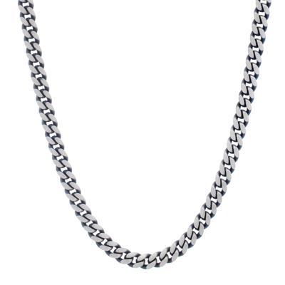 Miami Cuban Gunmetal Finish Chain in Sterling Silver, 7MM, 24"