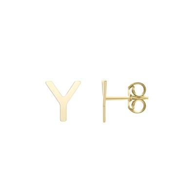 Initial Stud Earrings Letter “Y” in 14K Yellow Gold
