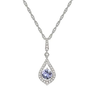 Tanzanite & 1/7 ct. tw. Diamond Pendant in 10K White Gold