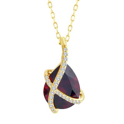 Garnet and Diamond Accent Pendant in 14K Yellow Gold
