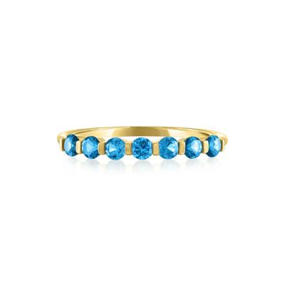Blue Topaz Shared-Prong Band in 10K Yellow Gold