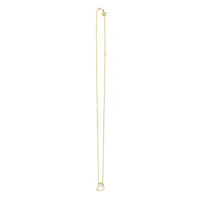 Sliding Heart Pearl Necklace in 14K Yellow Gold
