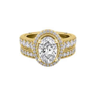 Fran Lab Grown Diamond Oval-Shaped Halo Bridal Set in 14K Yellow Gold (3 1/2 ct. tw.)