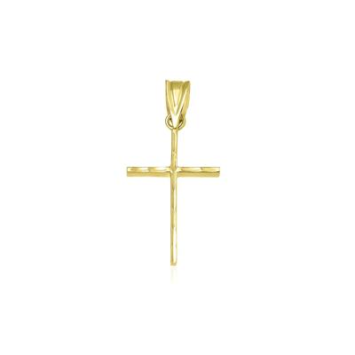 Polished Diamond Cut Cross in 14K Yellow Gold