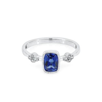 Lab Created Blue & White Sapphire Stack Ring in Sterling Silver