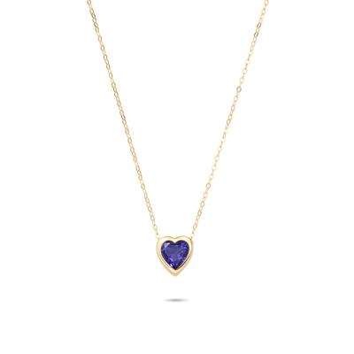 Amethyst Heart Shaped Necklace in 10K Yellow Gold