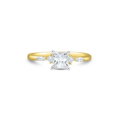Lab Grown Diamond Princess-Cut Promise Ring in 10K Yellow and White Gold (1/2 ct. tw.)
