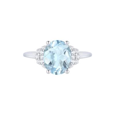 Aquamarine and Diamond Ring in 10K White Gold (1/7 ct. tw.)