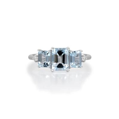 Aquamarine and Diamond Accent Ring in 10K White Gold