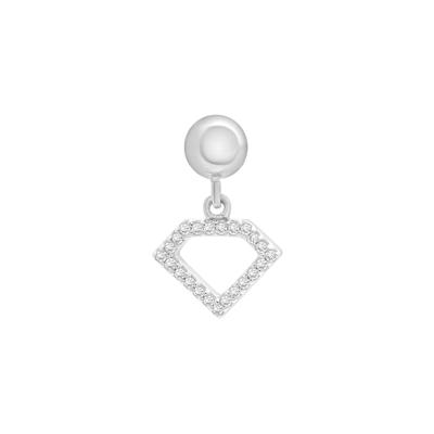 Diamond Bead Charm in Sterling Silver