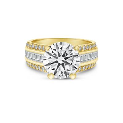 1 ct. tw. Round and Baguette-Cut Diamond Semi-Mount Engagement Ring in 14k Yellow Gold (Setting Only)