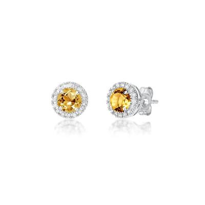 Citrine & 1/7 ct. tw. Diamond Earrings in Sterling Silver