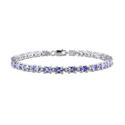 Oval Tanzanite & White Topaz Bracelet in Sterling Silver