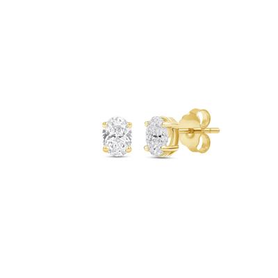 Lab Grown Diamond Oval-Shaped Solitaire Stud Earrings in 14K Yellow Gold (1/4 ct. tw.)