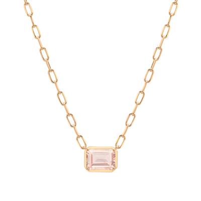 Morganite Emerald-Cut Necklace in Vermeil