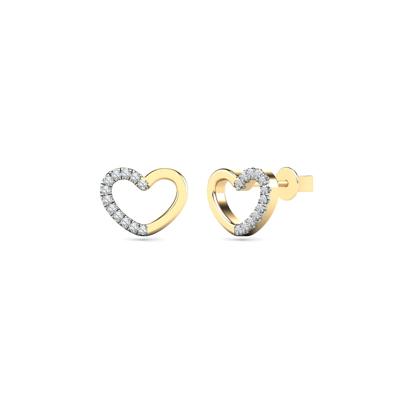 Diamond Accent Heart Earrings in 14K Yellow Gold