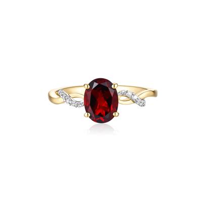 Garnet and Diamond Ring in 10K Yellow Gold
