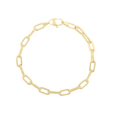 Diamond-Cut Oval Link Bracelet in 14K Yellow Gold, 7.25"