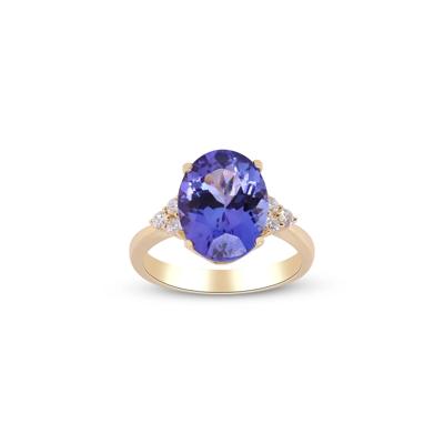 Tanzanite and Diamond Ring in 14K Yellow Gold (1/5 ct. tw.)