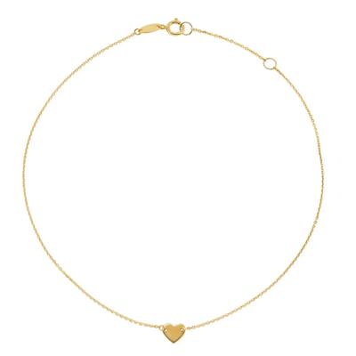 Heart Anklet in 14K Yellow Gold