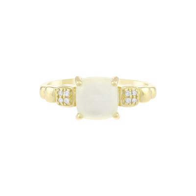 Moonstone and Diamond Accent Ring in 10K Yellow Gold