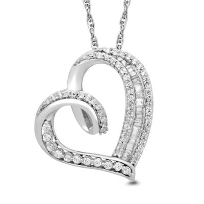 Diamond Loop Heart Pendant in 10K White Gold (1/4 ct. tw.)