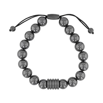 Hematite Bead Bracelet in Gray Stainless Steel