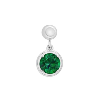 Lab-Created Emerald Birthstone Bead Charm in Sterling Silver