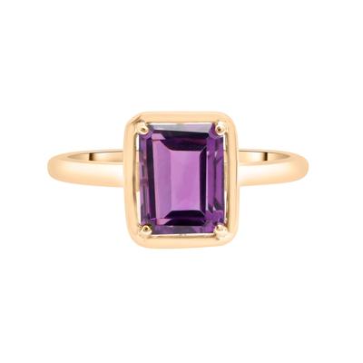 Faux-Bezel Amethyst Ring in 10K Yellow Gold
