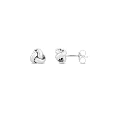 Love Knot Stud Earrings in 14K White Gold