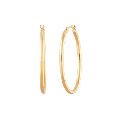 Polished Oval Hoop Earrings in 14K Gold, 30MM