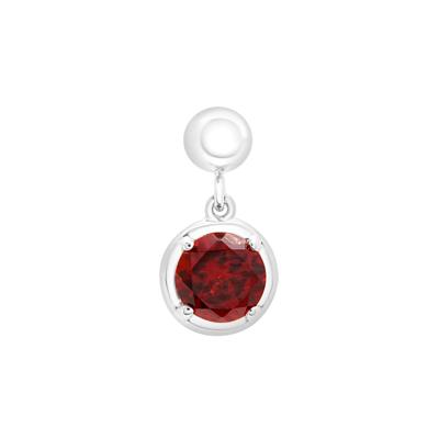Garnet Birthstone Bead Charm in Sterling Silver
