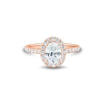 Lab Grown Diamond Oval-Shaped Halo Engagement Ring in 14K Rose Gold (1 1/2 ct. tw.)