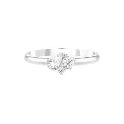 Lab-Created White Sapphire Three-Stone Stack Ring in Sterling Silver