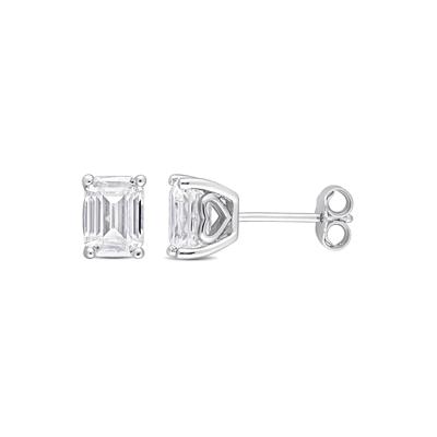 Lab-Created Moissanite Solitaire Stud Earrings in Sterling Silver (2 ct. dew)