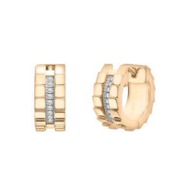 Diamond Vertical-Row Ribbed Hoop Earrings in Vermeil, 13MM (1/10 ct. tw.)