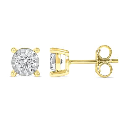 Lab Grown Diamond Round Illusion Stud Earrings in 10K Yellow Gold (3/4 ct. tw.)