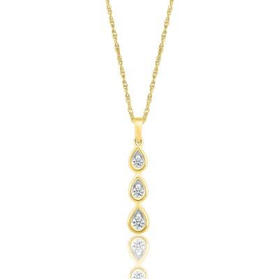 Diamond Drop Pendant in 10K Yellow Gold (1/7 ct. tw.)