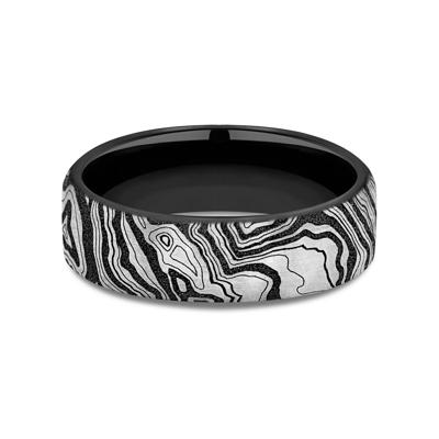 Men’s Topography Pattern Wedding Band in Black Titanium, 6.5MM