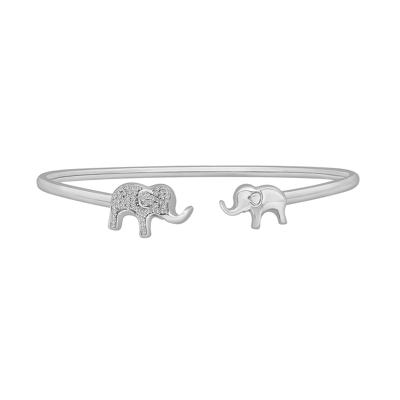 Diamond Elephant Bangle in Sterling Silver (1/7 ct. tw.)