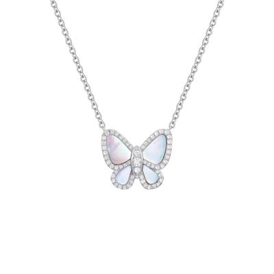 Mother of Pearl Butterfly Necklace in Sterling Silver