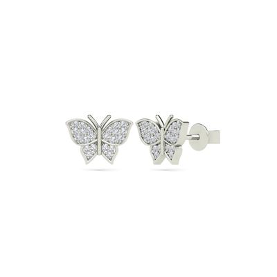 Diamond Accent Butterfly Earrings in 14K White Gold