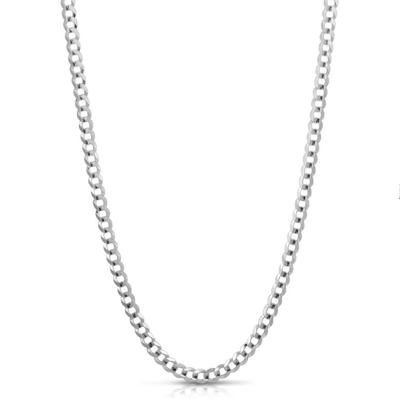 Solid Curb Chain in 14K White Gold, 3.6MM, 22”