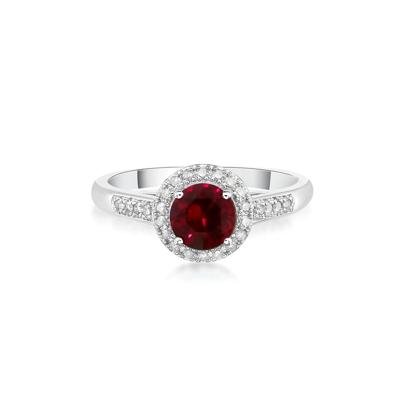 Lab Created Ruby & 1/8 ct. tw. Diamond Ring in Sterling Silver