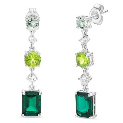 Multi-Gemstone Dangle Earrings in Sterling Silver