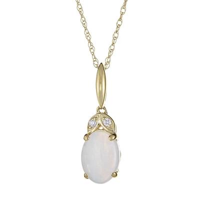 Opal & Diamond Pendant in 10K Yellow Gold
