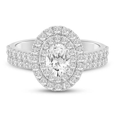 Lab Grown Diamond Double Halo Engagement Ring in 14K White Gold (1 1/2 ct. tw.)