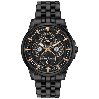 Calendrier Moonphase Men’s Watch in Black Ion-Plated Stainless Steel