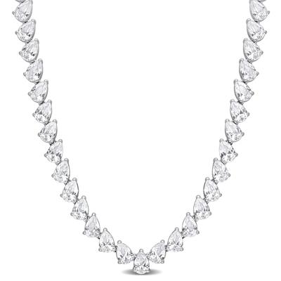 Lab Created Pear-Shaped White Sapphire Necklace in Sterling Silver